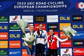 2023 UEC Road European Championships - Drenthe - Under 23 Women?s Road Race - Coevorden - Col Du VAM 108 km - 22/09/2023 - Ilse Pluimers (Netherlands) - Anna Shackley (Great Britain) - Linda Zanetti (Suisse) - photo Luca Bettini/SprintCyclingAgency?2023